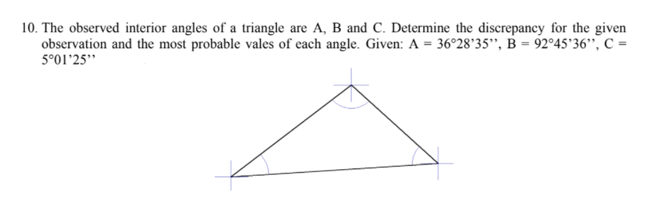 10 the observed interior angles of a triangle are a b and c determine ...