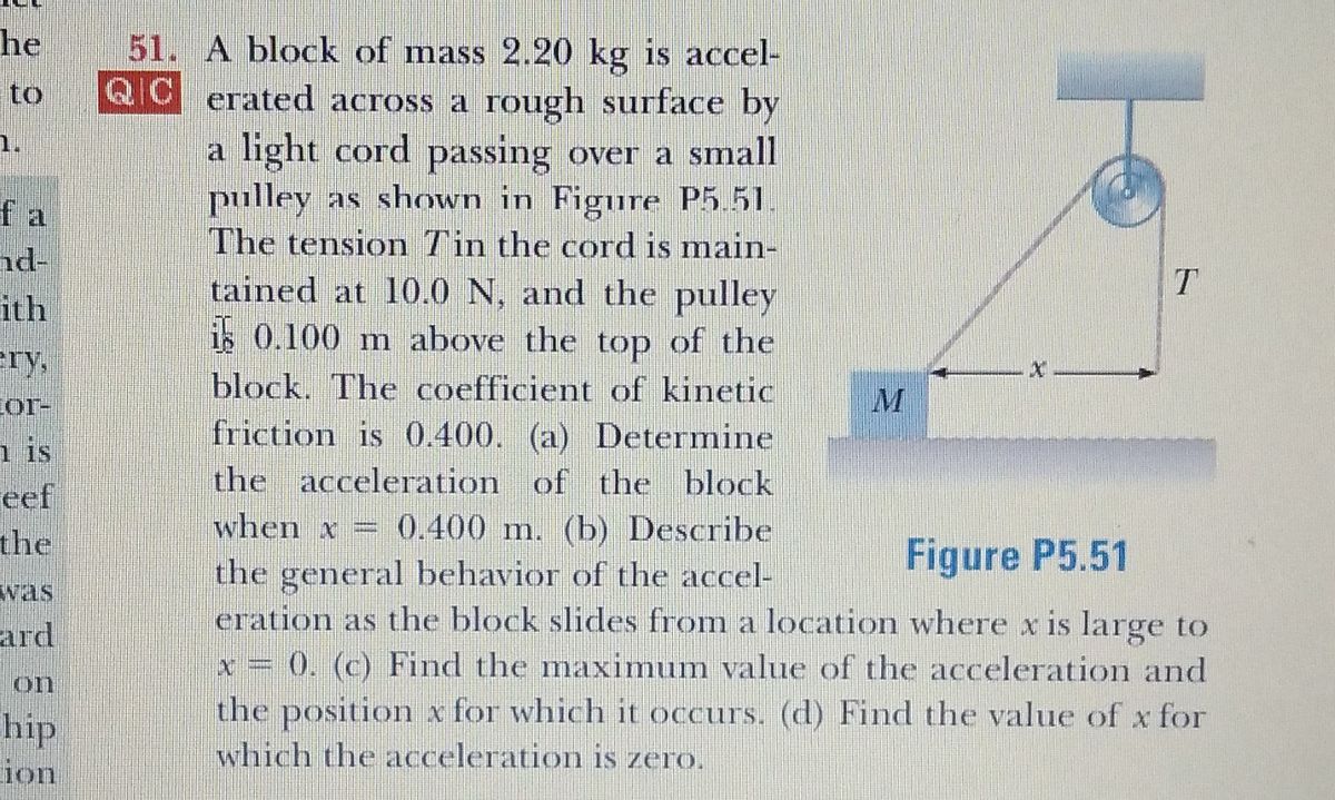 he51 a block of mass 220 kg is acceltoqc erated across a rough surface