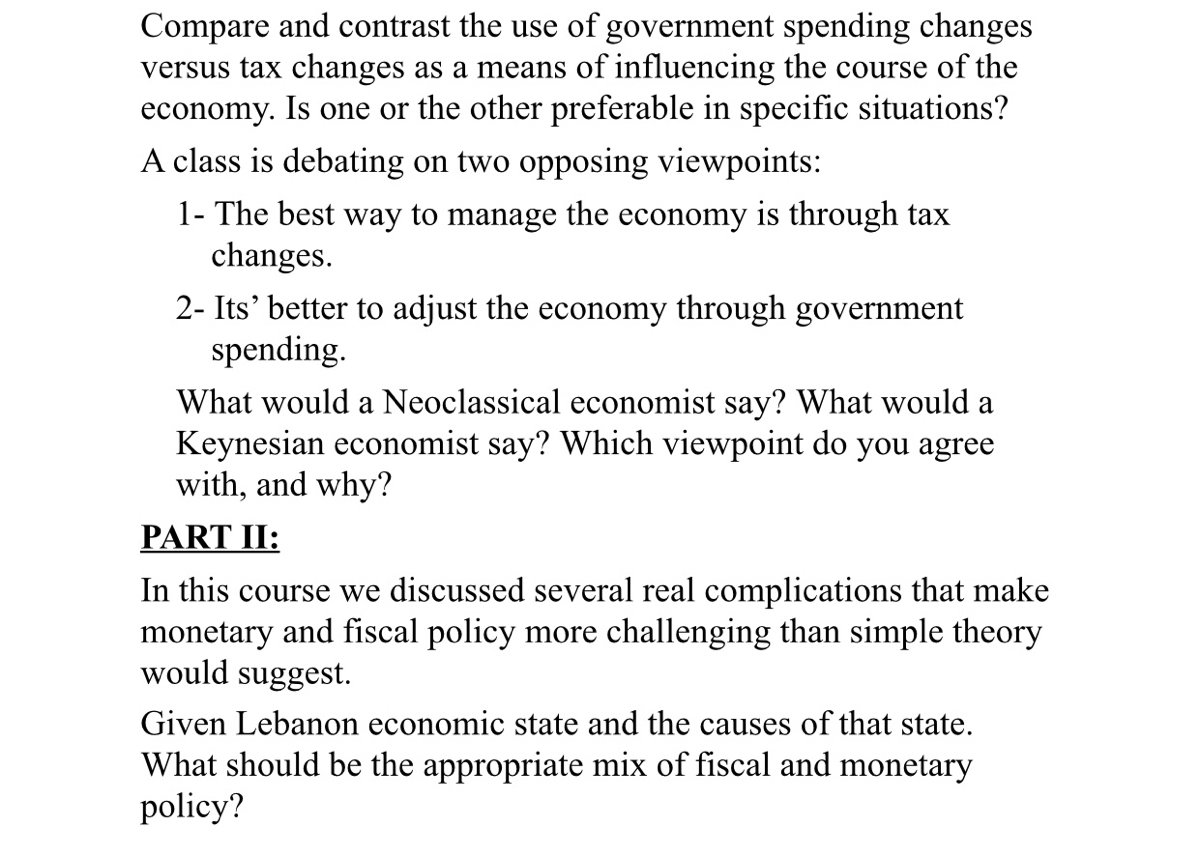 compare and contrast the use government spending changes versus tax