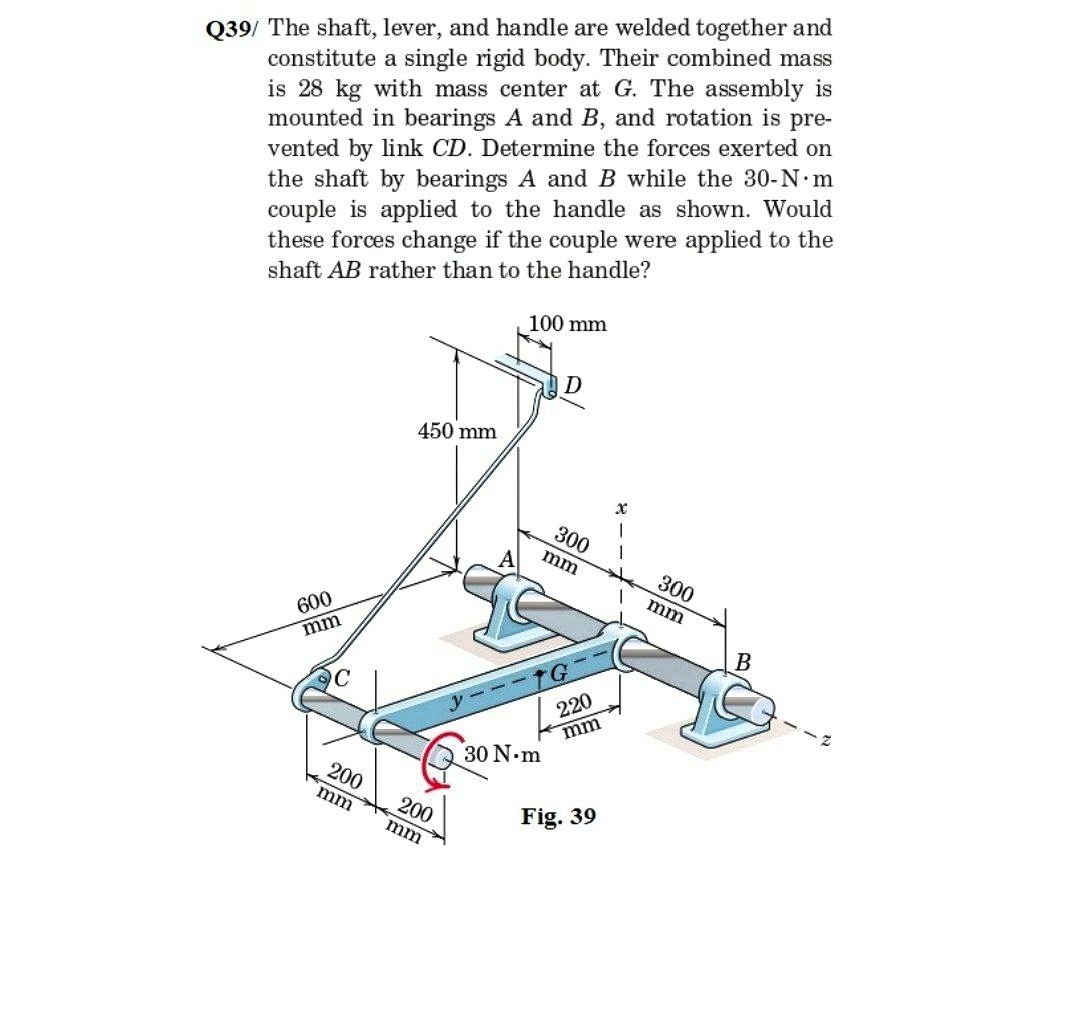 q39 the shaft lever and handle are welded together and constitute a