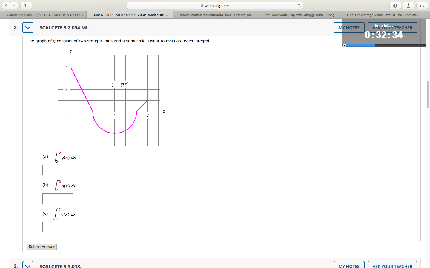 The Graph Of G Consists Of Two Straight Lines And A Semicircle Use It ...