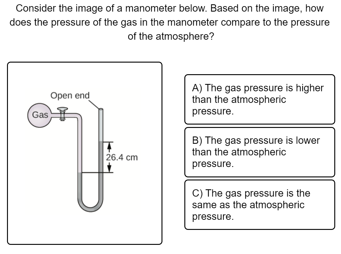 consider the image of a manometer below based on the image how does the