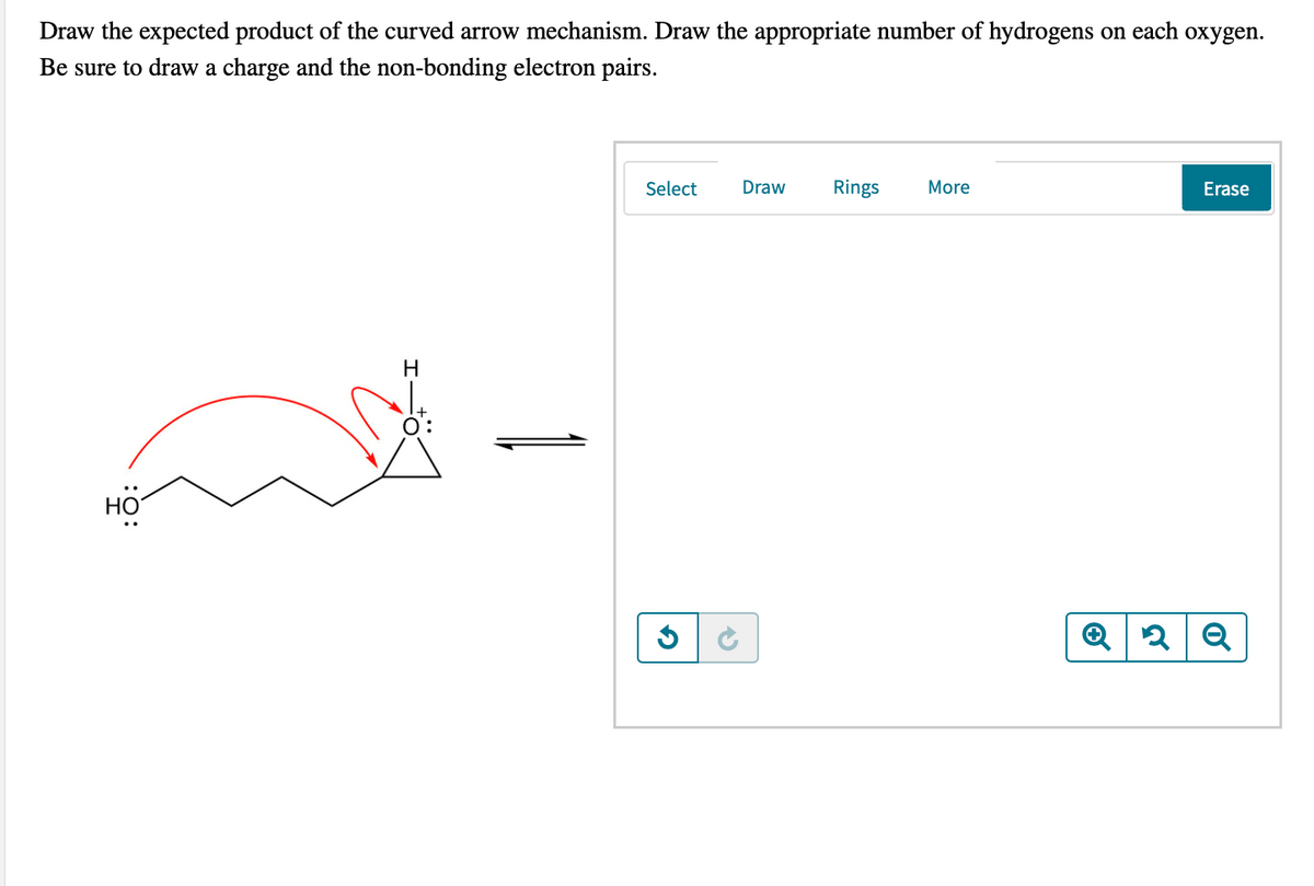 draw the expected product of the curved arrow mechanism draw the