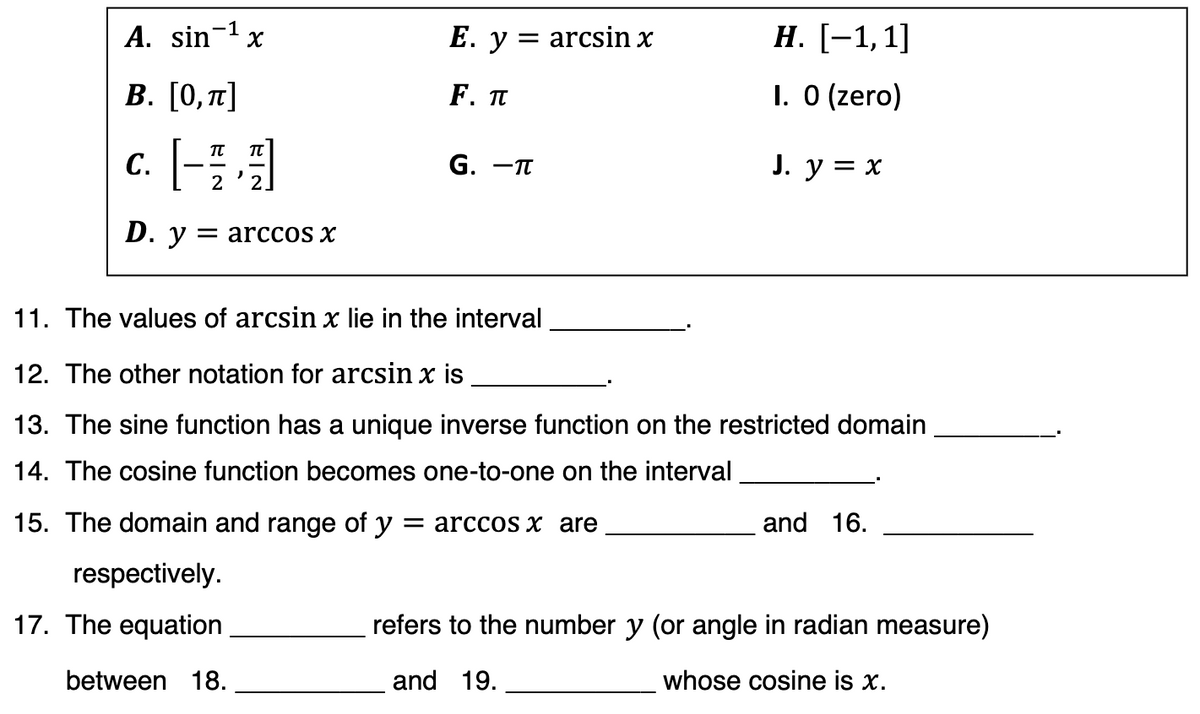 a-sin-xe-y-arcsin-x-11-f-1-0-zeroc-g-j-y-x2d-arcos-x11-the-values-of