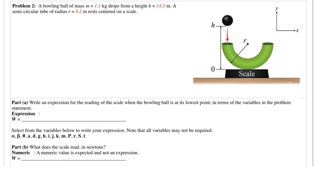 problem 2 a bowling ball of mass m 11 kg drops from a height h 142 m