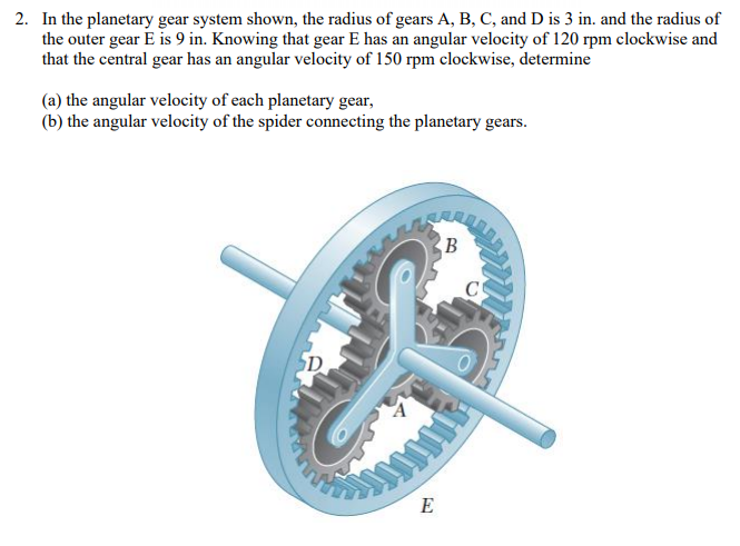 2 In The Planetary Gear System Shown The Radius Of Gears A B C And D Is ...