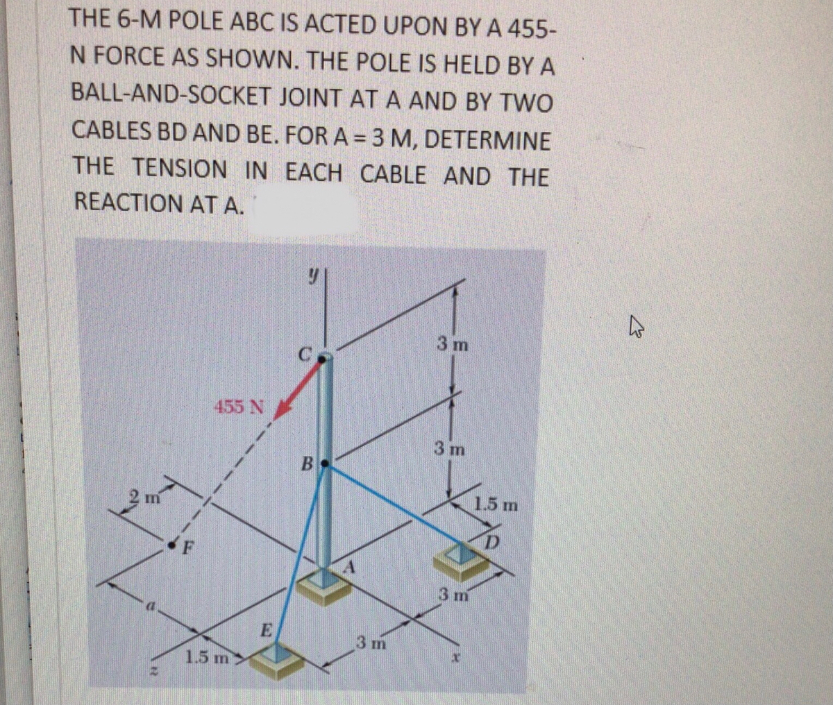 the-6m-pole-abc-is-acted-upon-by-a-455-n-force-as-shown-the-pole-is