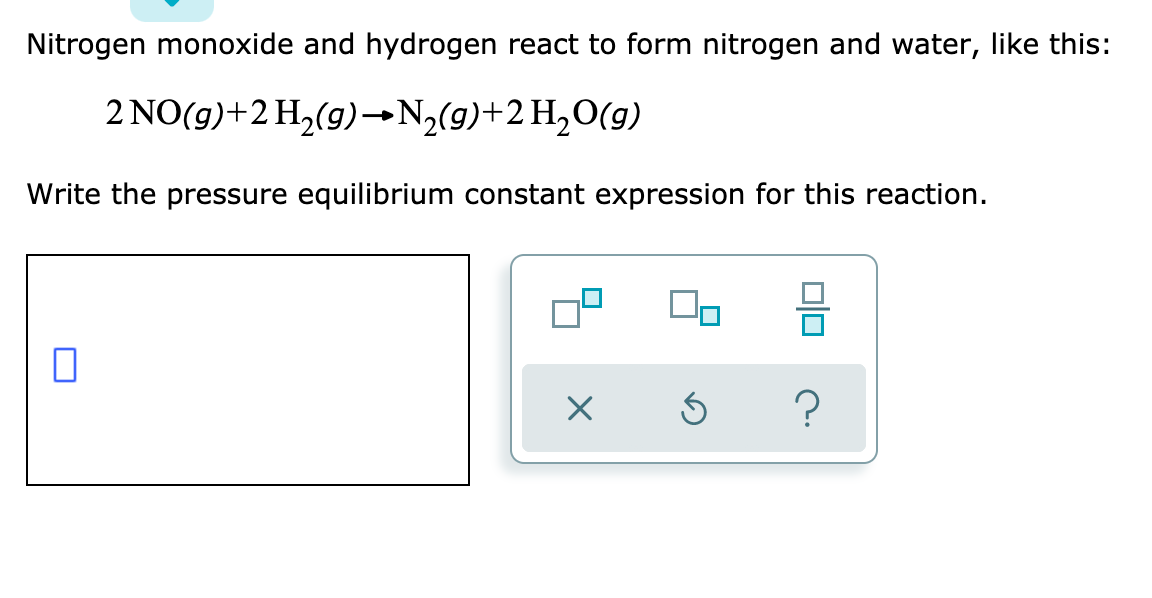 nitrogen monoxide and hydrogen react to form nitrogen and water like