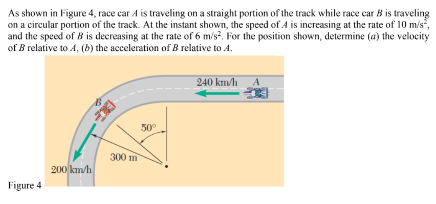 As Shown In Figure 4 Race Car A Is Traveling On Straight Portion The ...