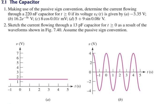 71 the capacitor 1 making use of the passive sign convention determine ...