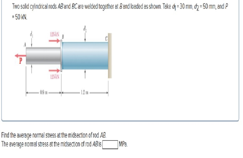 two solid cylindrical rods ab and care welded together at band loaded