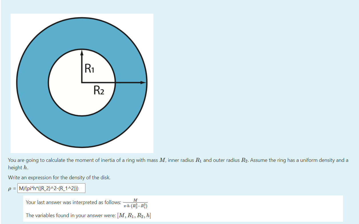r1 r2 you are going to calculate the moment of inertia of a ring with