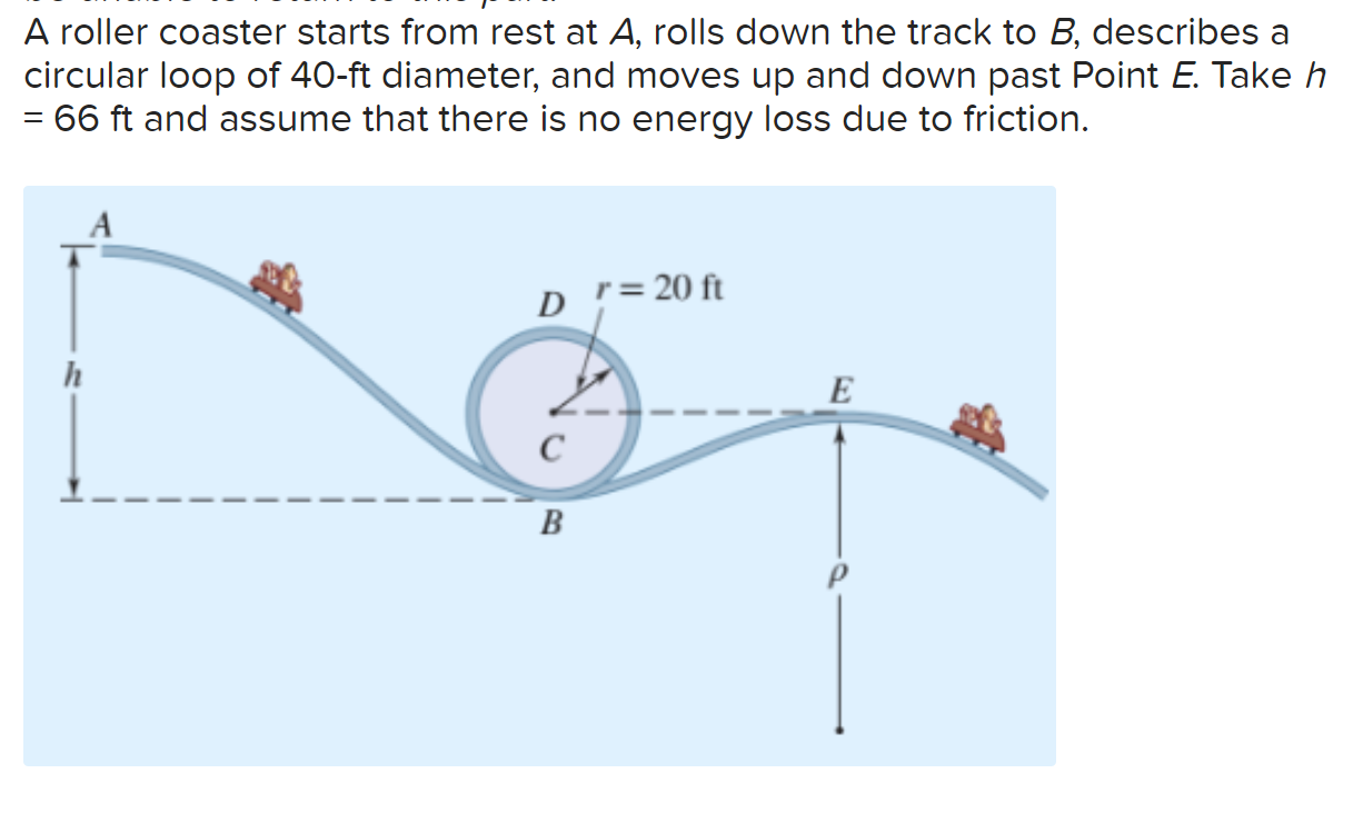 A Roller Coaster Starts From Rest At A Rolls Down The Track To B ...