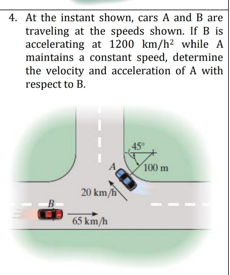 4 At The Instant Shown Cars A And B Are Traveling At The Speeds Shown ...