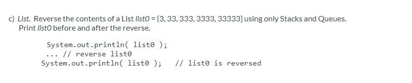 c list reverse the contents of a list listo 3 33 333 3333 33333using ...